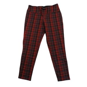 Casablanca Woman's Designer Plaid Leggings, Size: Large Color: Red & Black